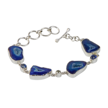 Load image into Gallery viewer, An Exquisite Blue Agate Sterling Silver Bracelet accented with Iolite and White Crystal
