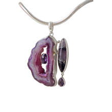 Load image into Gallery viewer, Purple Agate and Banded Amethyst Statement Pendant
