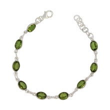 Load image into Gallery viewer, Oval shaped Peridot Gemstone Classic Sterling Silver Bracelet
