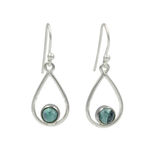 Teardrop wire Earring with small round cabochon Appatite