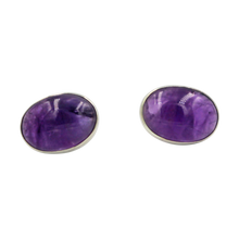 Load image into Gallery viewer, Large Amethyst Oval Gem-set Stud Earring
