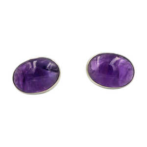 Large Amethyst Oval Gem-set Stud Earring