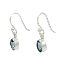 Load image into Gallery viewer, Round faceted translucent beautiful gemstone set on a simple Sterling Silver drop earring.
