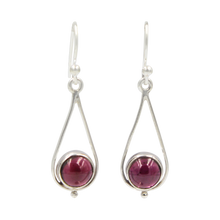 Load image into Gallery viewer, Simple Sterling Silver Teardrop drop Earring with a cabochon gemstone or Fresh Water Pearl
