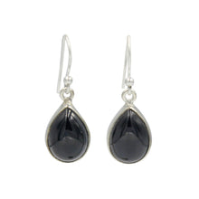 Load image into Gallery viewer, Sundari Large Tear Drop Black Onyx gem-set silver earrings

