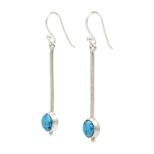 Load image into Gallery viewer, Inverted lolly sterling silver earrings with a round cabochon gemstone
