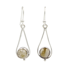 Load image into Gallery viewer, Simple Sterling Silver Teardrop drop Earring with a cabochon gemstone or Fresh Water Pearl
