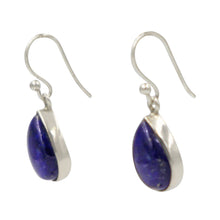 Load image into Gallery viewer, Sundari Large Tear Drop Lapis Lazuli gem-set silver earrings

