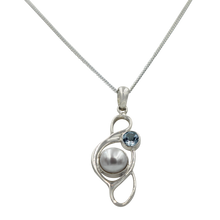 Load image into Gallery viewer, Large Pearl Swirly Pendant with an accent gemstone
