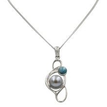 Load image into Gallery viewer, Large Pearl Swirly Pendant with an accent gemstone
