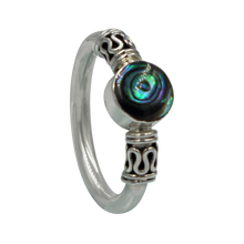 Load image into Gallery viewer, Another Sundari classic chunky wire solid sterling silver ring with a beautiful natural Abalone head.
