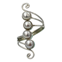 Load image into Gallery viewer, Unique Sundari design of a simple Swirl Ring with natural freshwater Pearls.
