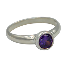 Load image into Gallery viewer, Sundari round Amethyst Cubic Zirconia Sterling silver ring
