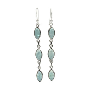 Handcrafted sequential drop earring with falling 6 apatite gemstones