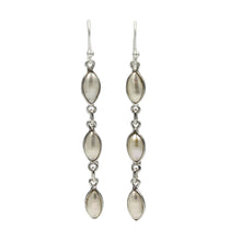 Load image into Gallery viewer, Handcrafted sequential drop earring with falling 6 Freshwater Pearls
