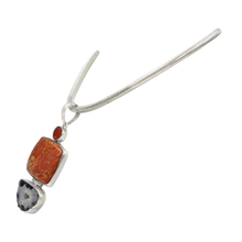 Load image into Gallery viewer, Red Sponge Coral and Black Agate Statement Pendant pendant
