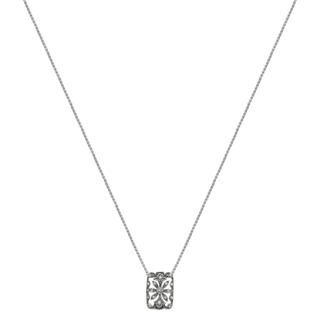 Timeless Classics Art Victoriana Sterling Silver  Petal Pendant with Crystal Studded Petals