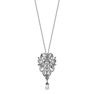 Timeless Classics Art Nouveau Sterling Silver  Leafe Pendant with Whiplash Design