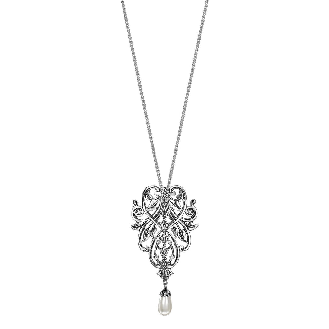 Timeless Classics Art Nouveau Sterling Silver  Leafe Pendant with Whiplash Design