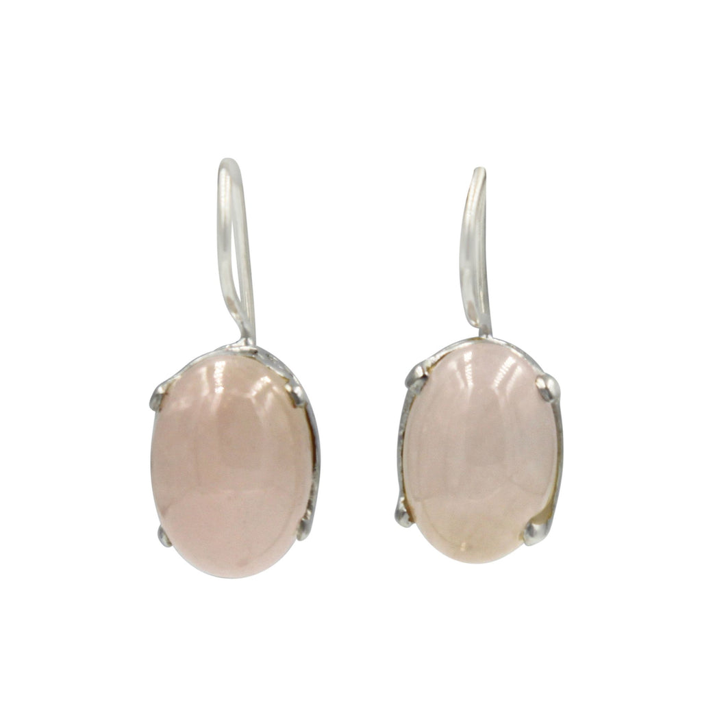 Sterling silver Earring with a stunning half sphere shaped Rose Quartz