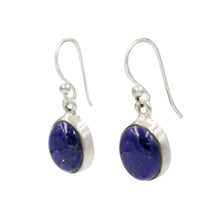 Load image into Gallery viewer, Handcrafted  drop earring with ovel shaped Lapis Lazuli
