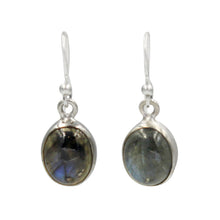 Load image into Gallery viewer, Handcrafted  drop earring with ovel shaped Labradorite
