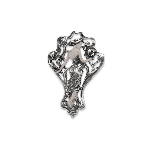 Timeless Classics Art Nouveau Sterling Silver  Frosted Lady Brooch