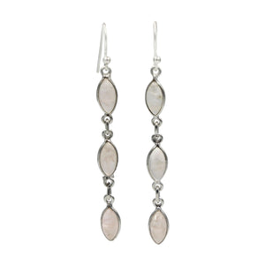 Handcrafted sequential drop earring with falling 6 Moonstones