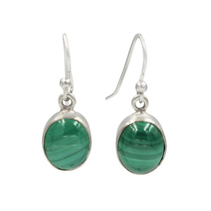 Handcrafted  drop earring with ovel shaped Malachite