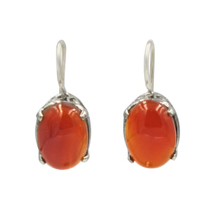 Sterling silver Earring with a stunning half sphere shaped Carnelian 