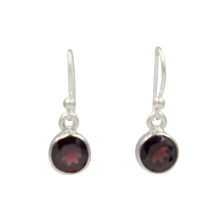 Load image into Gallery viewer, Sundari faceted garnet round silver earrings
