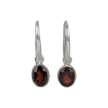Load image into Gallery viewer, Simple drop earrings with multifaceted garnet
