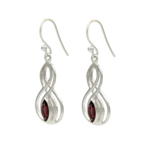 Double Infinity Design gem-set Sterling Silver Drop Earring