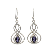 Load image into Gallery viewer, Double Infinity Design gem-set Sterling Silver Drop Earring
