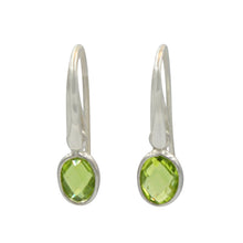 Load image into Gallery viewer, Simple drop earrings with multifaceted peridot
