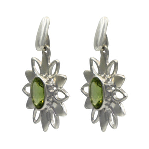 Sterling Silver Peridot Flower Earring