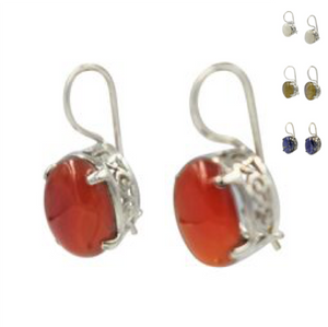 Sterling silver Earring with a stunning half sphere shaped beautiful large semiprecious stone
