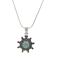 Load image into Gallery viewer, Beautiful half sphere Chalcedony  Sterling silver handcrafted Pendant
