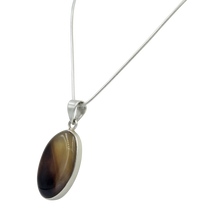 Load image into Gallery viewer, Very Beautiful Long Oval-Shaped Banded Agate Pendant Handcrafted on .925 Sterling Silver
