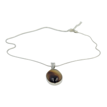 Load image into Gallery viewer, Very Beautiful Long Oval-Shaped Banded Agate Pendant Handcrafted on .925 Sterling Silver
