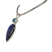 Load image into Gallery viewer, Stunning Large Labradorite and a Beautiful Blue Topaz Statement Pendant set on Sterling Silver
