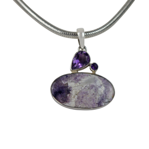 Impressive and Royalistic Purple 925 Sterling Silver Statement Pendant with Tiffany and Amethysts Gems
