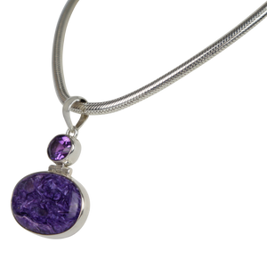 Beautiful purple colour Chorite pendant accent with a faceted Amethyst
