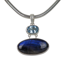 Load image into Gallery viewer, Labradorite and Blue Topaz Sterling silver Statement Pendant
