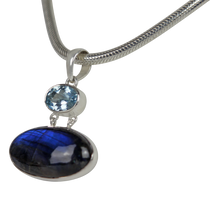 Load image into Gallery viewer, Labradorite and Blue Topaz Sterling silver Statement Pendant
