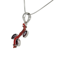 Load image into Gallery viewer, Red Coral Branch Pendant Accent with Faceted Multi-Garnet Stones
