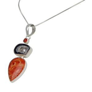 Sponge Coral Statement Pendant Accents with 3 Complementary Stones