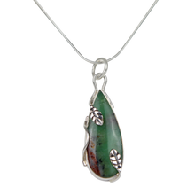 Load image into Gallery viewer, Sterling Silver Wrap Over Pendant Set With a Long Teardrop Chrysoprase Stone
