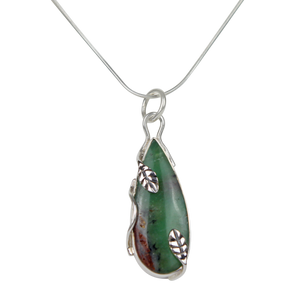 Sterling Silver Wrap Over Pendant Set With a Long Teardrop Chrysoprase Stone