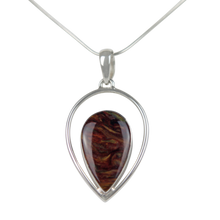 Load image into Gallery viewer, Dual Inverted Tear Drop Steling Silver Pendant with a Beautiful Brown Pietersite Gems Stone
